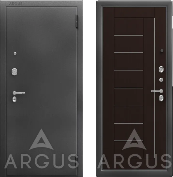 Входная дверь Argus ДА 63 Фриза Антик серебро/ Венге тисненный 870х2050 Левое