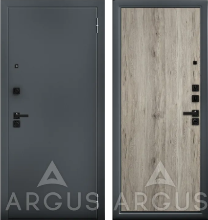 Входная дверь Argus ДА 84 Ивен Букле графит/ Рустик пепельный 970х2060 Правое