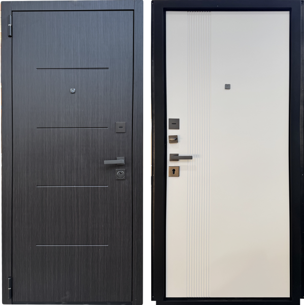 Входная дверь Страж 2К Горизонт PP Венге структ. кофе/ Белая матовая 860х2050 Левое