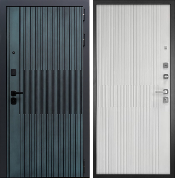 Входная дверь Гранит Бриони Серо-зеленый/ панель Бриони белая 860х2050 Левое