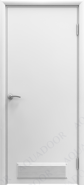 Влагостойкая дверь AquaDoor гладкая с вент.решеткой Белый 600х2000