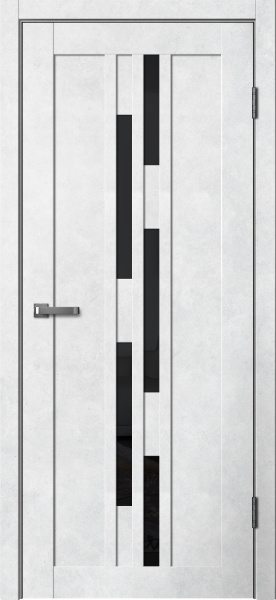 Межкомнатная дверь FlyDoors 232 ДО Бетон светлый/ Черный лакобель 600х2000