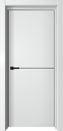 Межкомнатная дверь FlyDoors Лайника 1 ДГ  Вайт/ кромка Черная 600х2000 (Защелка магнит. WC)