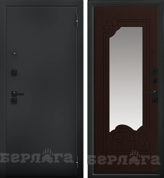 Входная дверь Берлога Ультра Ольга Букле черный/ Венге тисненный 870х2060 Левое