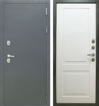 Входная дверь с терморазрывом Optimum Термо Прима Антик серебро/ Белый матовый 860х2050 Левое