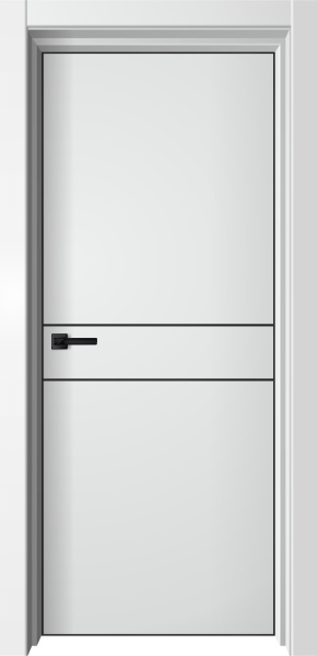 Межкомнатная дверь FlyDoors Лайника 2 ДГ Вайт/ кромка Алюм.черная с 4-х сторон 900х2000 (Защелка магнит. WC)