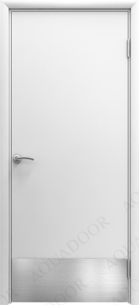 Влагостойкая дверь AquaDoor гладкая с отбойной пластиной Белый 600х2000