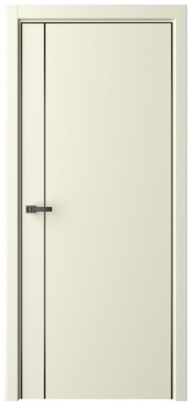 Межкомнатная дверь Albero Лайн-4 ДГ Слоновая кость/ кромка Алюм.хром с 3-х сторон 900х2000 (Защелка магнит. WC)