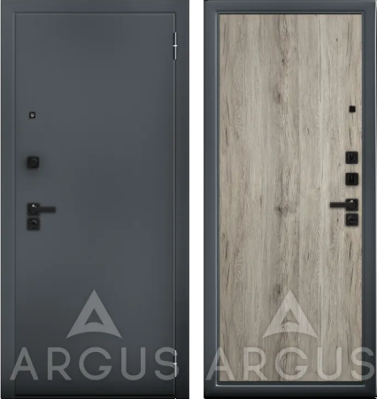 Входная дверь Argus ДА 64 Ивен Black Style Букле графит/ Рустик пепельный 970х2050 Левое