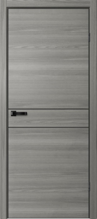 Межкомнатная дверь FlyDoors MATRIX 52 AB Эмалит Дуб серый/ кромка черная  900х2000 (Защелка магнит. WC)