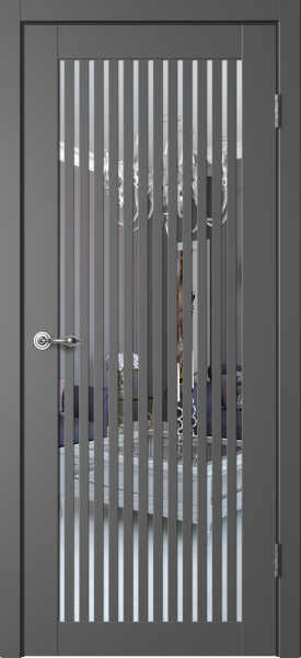 Межкомнатная дверь FlyDoors C7 ДО Эмалит Графит/ Зеркало 900х2000