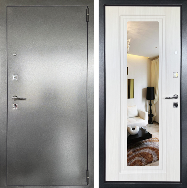 Входная дверь Страж 2К Мирраж Антик серебро/ Лиственница белая 860х2050 Левое