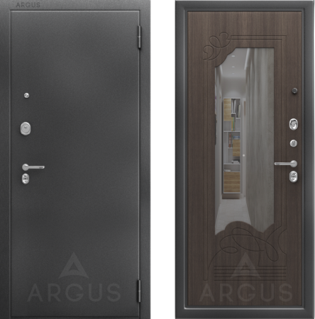 Входная дверь Argus ДА 66 Ольга  Антик серебро/ Венге тисненный 870х2050 Левое