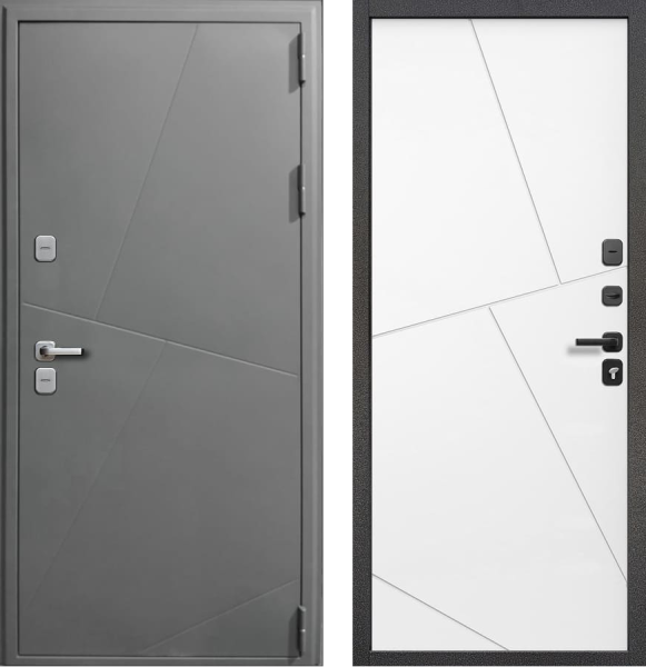 Входная дверь с терморазрывом URBAN Бруно ТЕРМО Графит RAL 7024/ Белый 860х2050 Левое