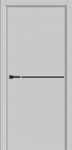 Межкомнатная дверь Краснодеревщик Рибен Лайн 01 PP Светло-серый/ ABS черная 900х2000
