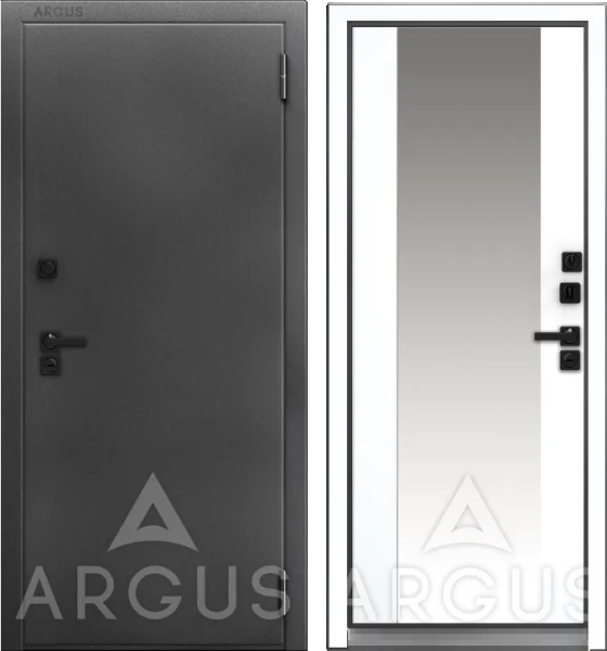 Входная дверь с терморазрывом Argus Тепло Вояж Букле графит/ Эмалит арктик 870х2050 Левое