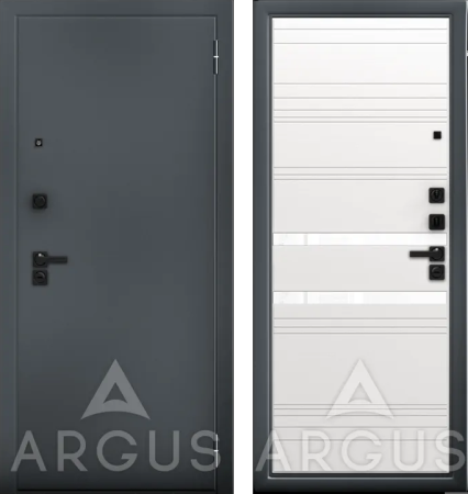 Входная дверь Argus ДА 65 Ювентус Black Style Букле графит/ Вельвет белый 970х2050 Левое