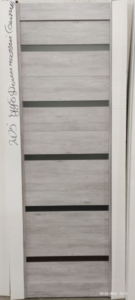 Межкомнатная дверь модель 55 ДО Дуб дымчатый/ Черный лакобель 600х2000