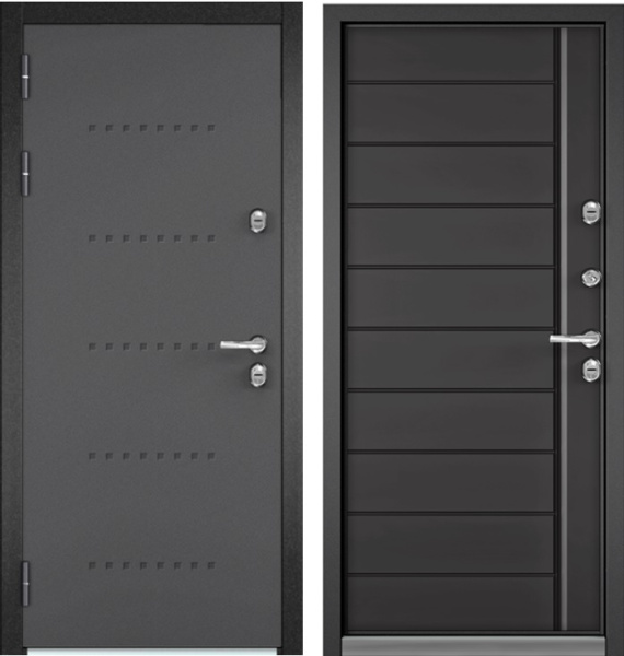 Входная дверь с терморазрывом Мастино TERMO SPLIT Букле антрацит R-6/ Графит софт 10TS-136 950х2050 Левое