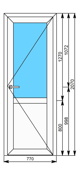 Дверь алюминиевая TATPROF 45/ 2070х770 стеклопакет