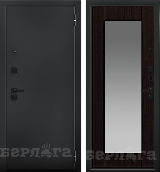 Входная дверь Берлога Ультра Милли Букле черный/ Венге тисненный 870х2060 Левое