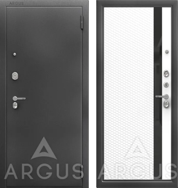 Входная дверь Argus ДА 65 Норвич Антик серебро/ Эмалит арктик/ Черный лакобель 870х2050 Левое