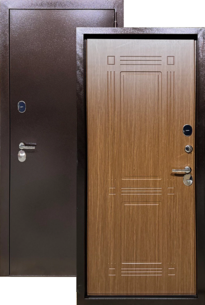 Входная дверь с терморазрывом Выбор Термо Тепло 3К  Антик медь/ Орех 860х2050 Левое