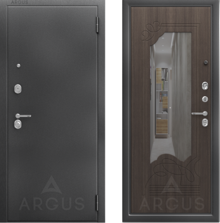 Входная дверь Argus ДА 96 Ольга  Антик серебро/ Венге тисненный 870х2060 Левое