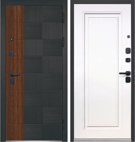 Входная дверь Luxor 2МДФ Квадрат Нео Антрацит/ Белый 860х2050 Левое