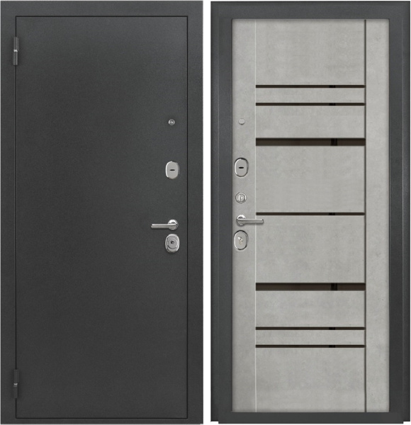 Входная дверь Страж 2К Модерн 2 Антик серебро/ Бетон лофт 860х2050 Правое