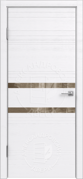 Межкомнатная дверь ALEX DOORS ALUM 13 ДГ Вельвет белый/ Зеркало бронза/ кромка Алюм.серебро с 2-х сторон 900х2000 (Защелка магнит. WC)