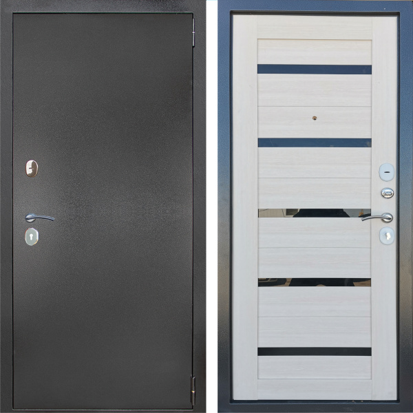 Входная дверь Дверной континент ДК-70 царга Антик серебро/ Лиственница беленая 860х2050 Левое