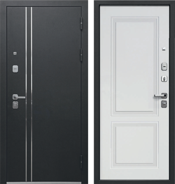 Входная дверь Luxor 2мм Букле черный/ Белый 860х2050 Левое