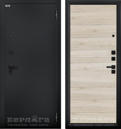 Входная дверь Берлога Ультра Лайн Букле черный/ Дуб бежевый 870х2060 Левое