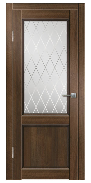 Межкомнатная дверь Дверная линия Гранд ДО Барон темный/ Сатинато ромб 600х2000