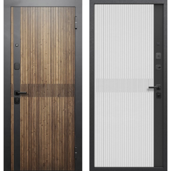 Входная дверь Ferroni Вуд Вертикаль Дуб кантри патина/ Белый 860х2050 Левое