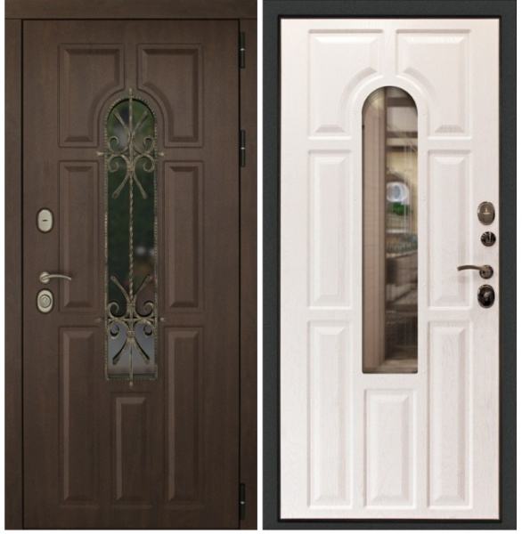 Входная дверь с терморазрывом Дверной континент Лион светлый ТЕРМО Темный орех/ Альберо браш 860х2050 Левое