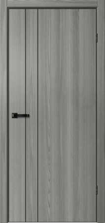 Межкомнатная дверь FlyDoors MATRIX 58 AB Эмалит Дуб серый/ кромка черная  900х2000 (Защелка магнит. WC)