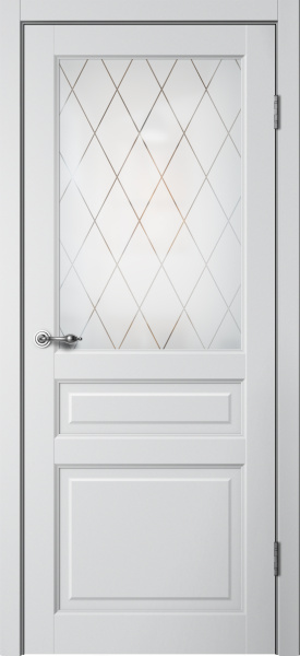 Межкомнатная дверь FlyDoors C3 ДО Эмалит Серебристый/ Мателюкс 900х2000