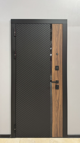 Входная дверь AGAT Статус Черная шагрень/ Белый 860х2050 Левое