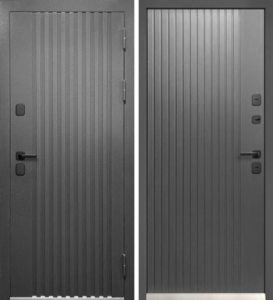 Входная дверь с терморазрывом Luxor Termo Рейка Муар 7024/ Графит. 960х2050 Правое