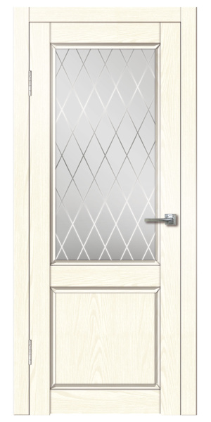 Межкомнатная дверь Дверная линия Гранд ДО Ясень белый/ Сатинато ромб 900х2000