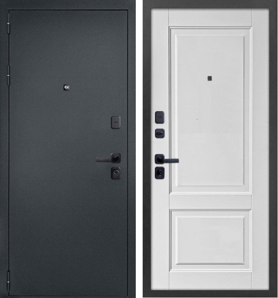 Входная дверь Дверной континент ДК Брест Антик серебро/ Белый матовый 860х2050 Левое