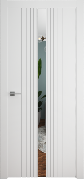 Межкомнатная дверь Albero Геометрия-8 ДГ Белый/ Зеркало 600х2000 (Защелка магнит. WC)