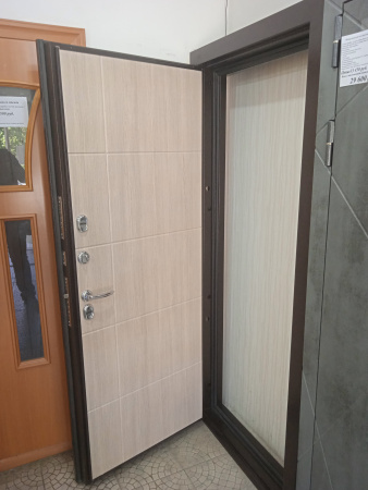 Входная дверь с терморазрывом Страж 3К Тепло Медный антик/ Лиственница крем 860х2050 Правое