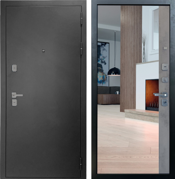 Входная дверь Страж 3К Люкс 5 Графит/ Бетон серый 860х2050 Правое