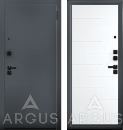 Входная дверь Argus ДА 84 Никсон Букле графит/ Эмалит арктик 970х2060 Правое
