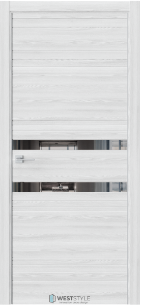 Межкомнатная дверь WestStyle IN 13 ДГ Клен айс/ Зеркало графит/ кромка Алюм.хром с 2-х сторон 600х2000 (Защелка магнит. WC)
