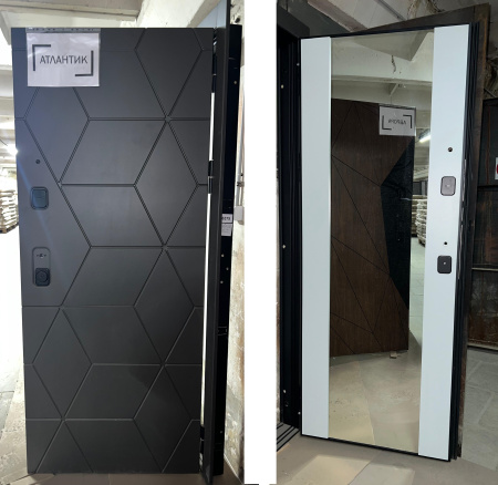 Входная дверь Мастер Сталь АТЛАНТИК Графит/ Белый эмалит 860х2050 Левое