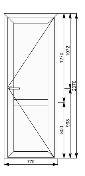 Дверь алюминиевая TATPROF 45/ 2070х770 сэндвич